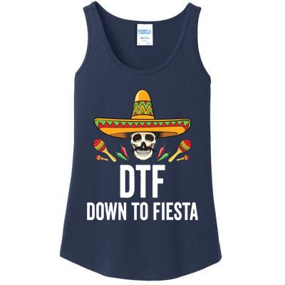 DTF Down To Fiesta Funny Mexican Skull Cinco De Mayo Ladies Essential Tank