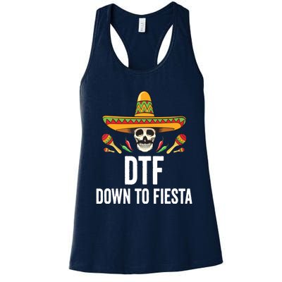 DTF Down To Fiesta Funny Mexican Skull Cinco De Mayo Women's Racerback Tank