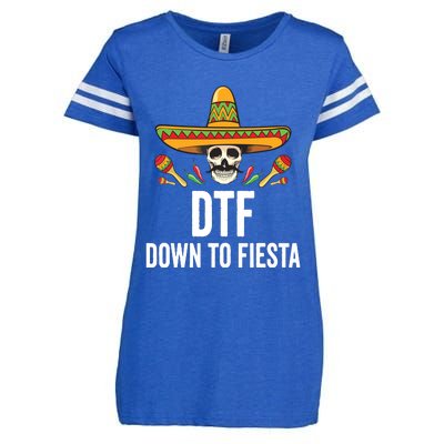 DTF Down To Fiesta Funny Mexican Skull Cinco De Mayo Enza Ladies Jersey Football T-Shirt