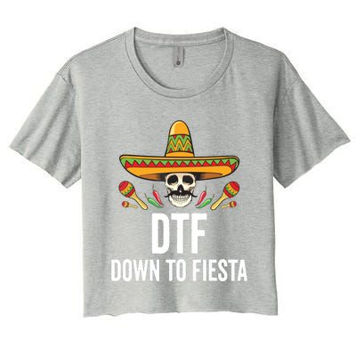 DTF Down To Fiesta Funny Mexican Skull Cinco De Mayo Women's Crop Top Tee