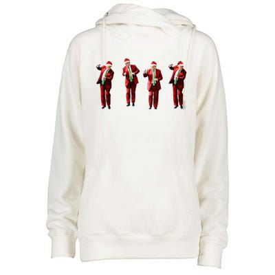 Dancing Donald Trump Santa Christmas Dance Womens Funnel Neck Pullover Hood