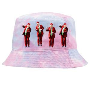 Dancing Donald Trump Santa Christmas Dance Tie-Dyed Bucket Hat