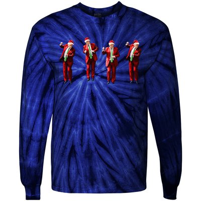 Dancing Donald Trump Santa Christmas Dance Tie-Dye Long Sleeve Shirt