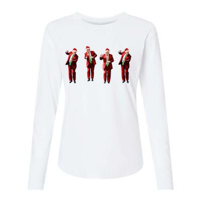 Dancing Donald Trump Santa Christmas Dance Womens Cotton Relaxed Long Sleeve T-Shirt