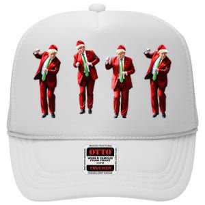 Dancing Donald Trump Santa Christmas Dance High Crown Mesh Back Trucker Hat