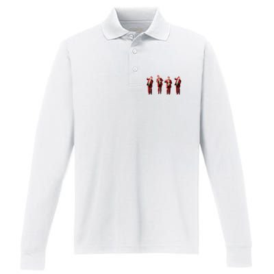 Dancing Donald Trump Santa Christmas Dance Performance Long Sleeve Polo