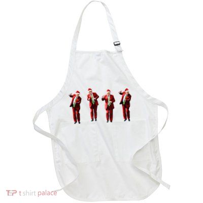 Dancing Donald Trump Santa Christmas Dance Full-Length Apron With Pockets