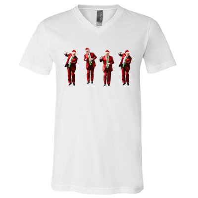 Dancing Donald Trump Santa Christmas Dance V-Neck T-Shirt