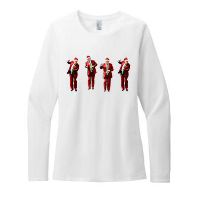 Dancing Donald Trump Santa Christmas Dance Womens CVC Long Sleeve Shirt