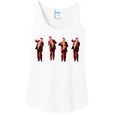 Dancing Donald Trump Santa Christmas Dance Ladies Essential Tank