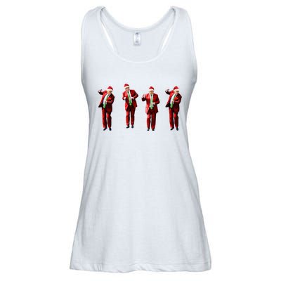 Dancing Donald Trump Santa Christmas Dance Ladies Essential Flowy Tank