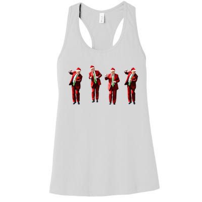 Dancing Donald Trump Santa Christmas Dance Women's Racerback Tank