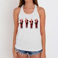 Dancing Donald Trump Santa Christmas Dance Women's Knotted Racerback Tank