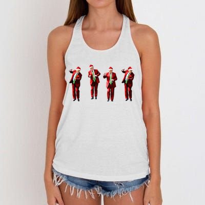 Dancing Donald Trump Santa Christmas Dance Women's Knotted Racerback Tank