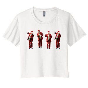 Dancing Donald Trump Santa Christmas Dance Women's Crop Top Tee