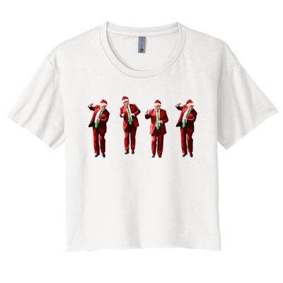 Dancing Donald Trump Santa Christmas Dance Women's Crop Top Tee