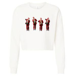 Dancing Donald Trump Santa Christmas Dance Cropped Pullover Crew