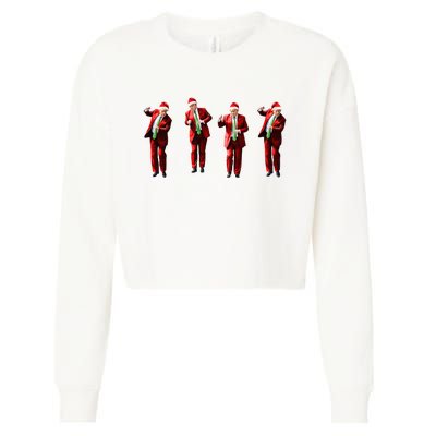 Dancing Donald Trump Santa Christmas Dance Cropped Pullover Crew