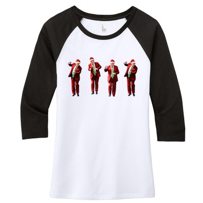 Dancing Donald Trump Santa Christmas Dance Women's Tri-Blend 3/4-Sleeve Raglan Shirt