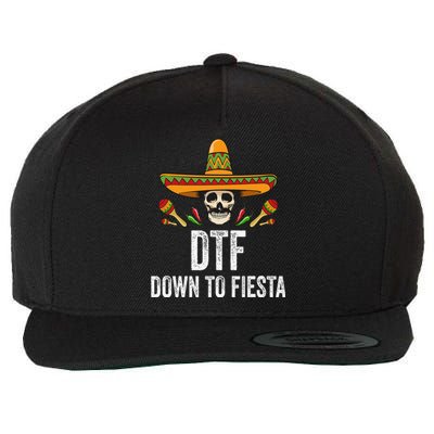 Dtf Down To Fiesta Funny Mexican Skull Cinco De Mayo Wool Snapback Cap