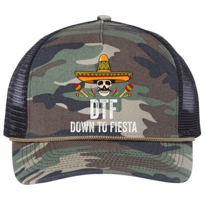 Dtf Down To Fiesta Funny Mexican Skull Cinco De Mayo Retro Rope Trucker Hat Cap