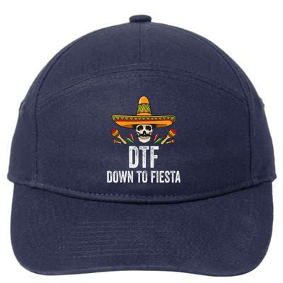 Dtf Down To Fiesta Funny Mexican Skull Cinco De Mayo 7-Panel Snapback Hat