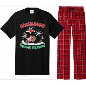 Dachshund Dog Through The Snow Funny Wiener Dachshund Owners Funny Gift Pajama Set