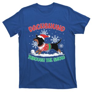 Dachshund Dog Through The Snow Funny Wiener Dachshund Owners Funny Gift T-Shirt