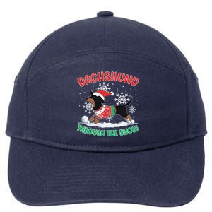 Dachshund Dog Through The Snow Funny Wiener Dachshund Owners Funny Gift 7-Panel Snapback Hat