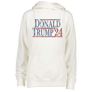 Distressed Donald Trump 2024 Womens Funnel Neck Pullover Hood