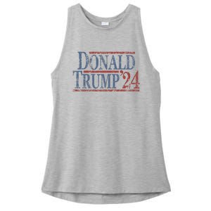 Distressed Donald Trump 2024 Ladies PosiCharge Tri-Blend Wicking Tank