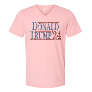 Distressed Donald Trump 2024 V-Neck T-Shirt