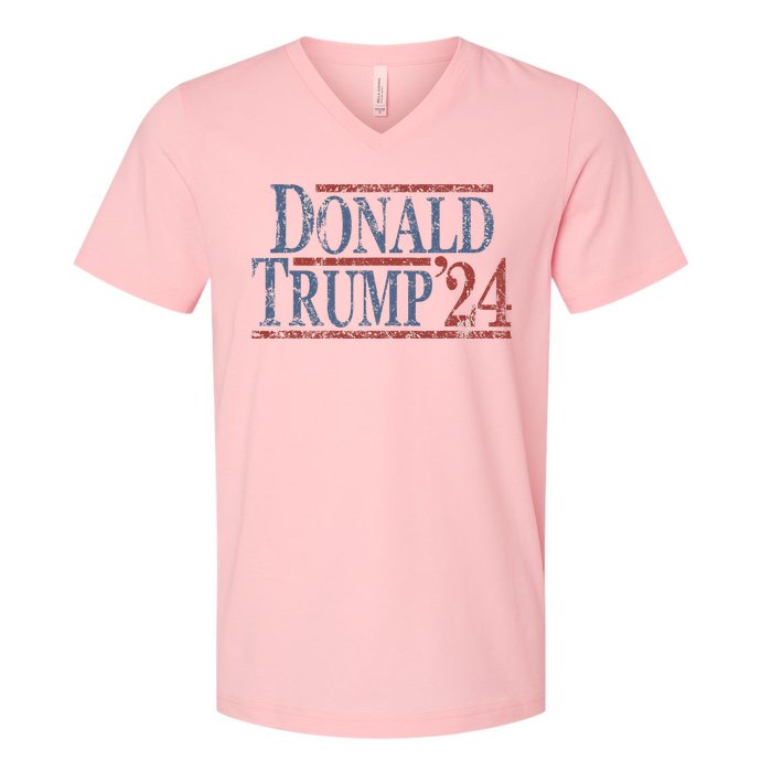 Distressed Donald Trump 2024 V-Neck T-Shirt