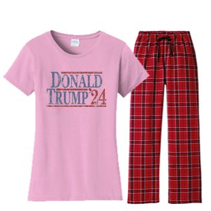 Distressed Donald Trump 2024 Women's Flannel Pajama Set