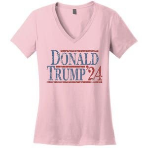 Distressed Donald Trump 2024 Women's V-Neck T-Shirt