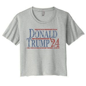 Distressed Donald Trump 2024 Women's Crop Top Tee