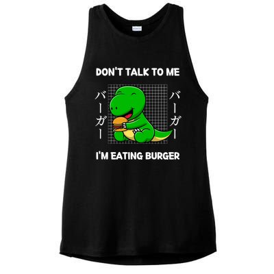 Dinosaur Don't Talk To Me I'm Eating Burger Japanese Style Gift Ladies PosiCharge Tri-Blend Wicking Tank