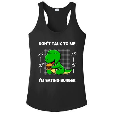 Dinosaur Don't Talk To Me I'm Eating Burger Japanese Style Gift Ladies PosiCharge Competitor Racerback Tank