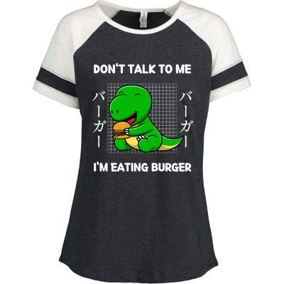 Dinosaur Don't Talk To Me I'm Eating Burger Japanese Style Gift Enza Ladies Jersey Colorblock Tee