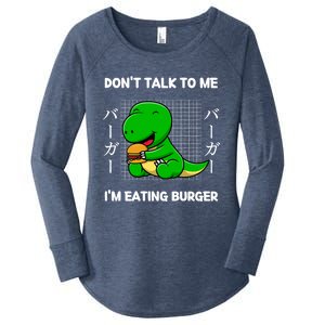 Dinosaur Don't Talk To Me I'm Eating Burger Japanese Style Gift Women's Perfect Tri Tunic Long Sleeve Shirt