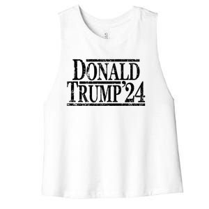 Distressed Donald Trump 2024 Cute Gift Women's Racerback Cropped Tank