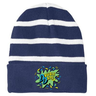 Double Dare TV Show Logo Striped Beanie with Solid Band