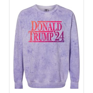 Distressed Donald Trump 2024 Gift Colorblast Crewneck Sweatshirt