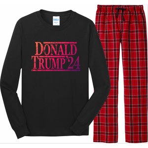 Distressed Donald Trump 2024 Gift Long Sleeve Pajama Set