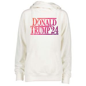 Distressed Donald Trump 2024 Gift Womens Funnel Neck Pullover Hood