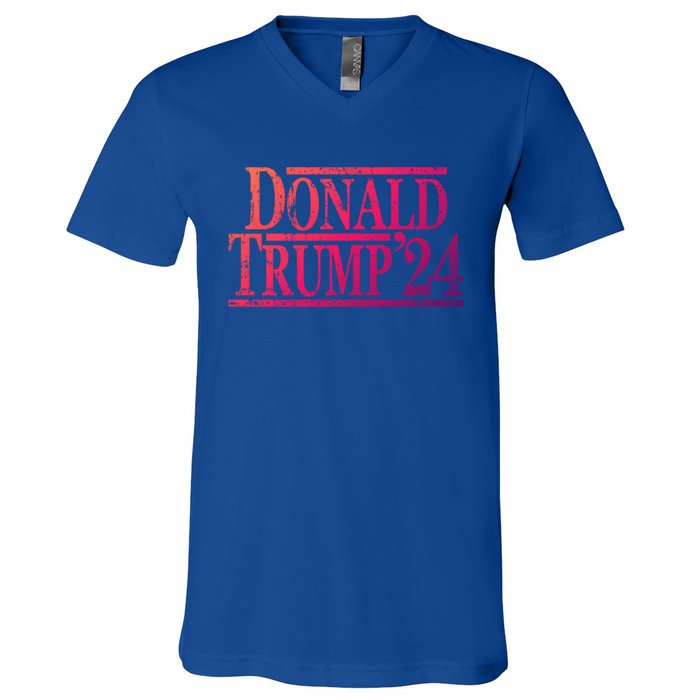 Distressed Donald Trump 2024 Gift V-Neck T-Shirt