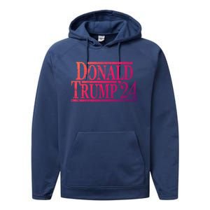 Distressed Donald Trump 2024 Gift Performance Fleece Hoodie