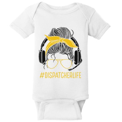 Dispatcher Decal Thin Gold Line Flag 911 Dispatch Mom Baby Bodysuit
