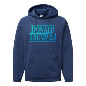 Distressed Donald Trump 2024 Gift Performance Fleece Hoodie