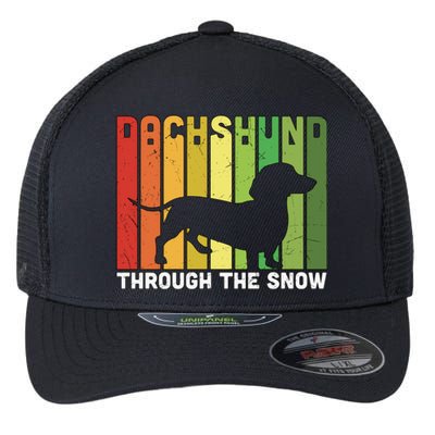 Dachshund Dog Through The Snow Christmas Family Matching Dog Gift Flexfit Unipanel Trucker Cap